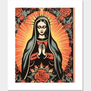 Vintage Retro Lithograph Virgin Mary Posters and Art